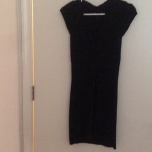 Black V - Neck mid-dress